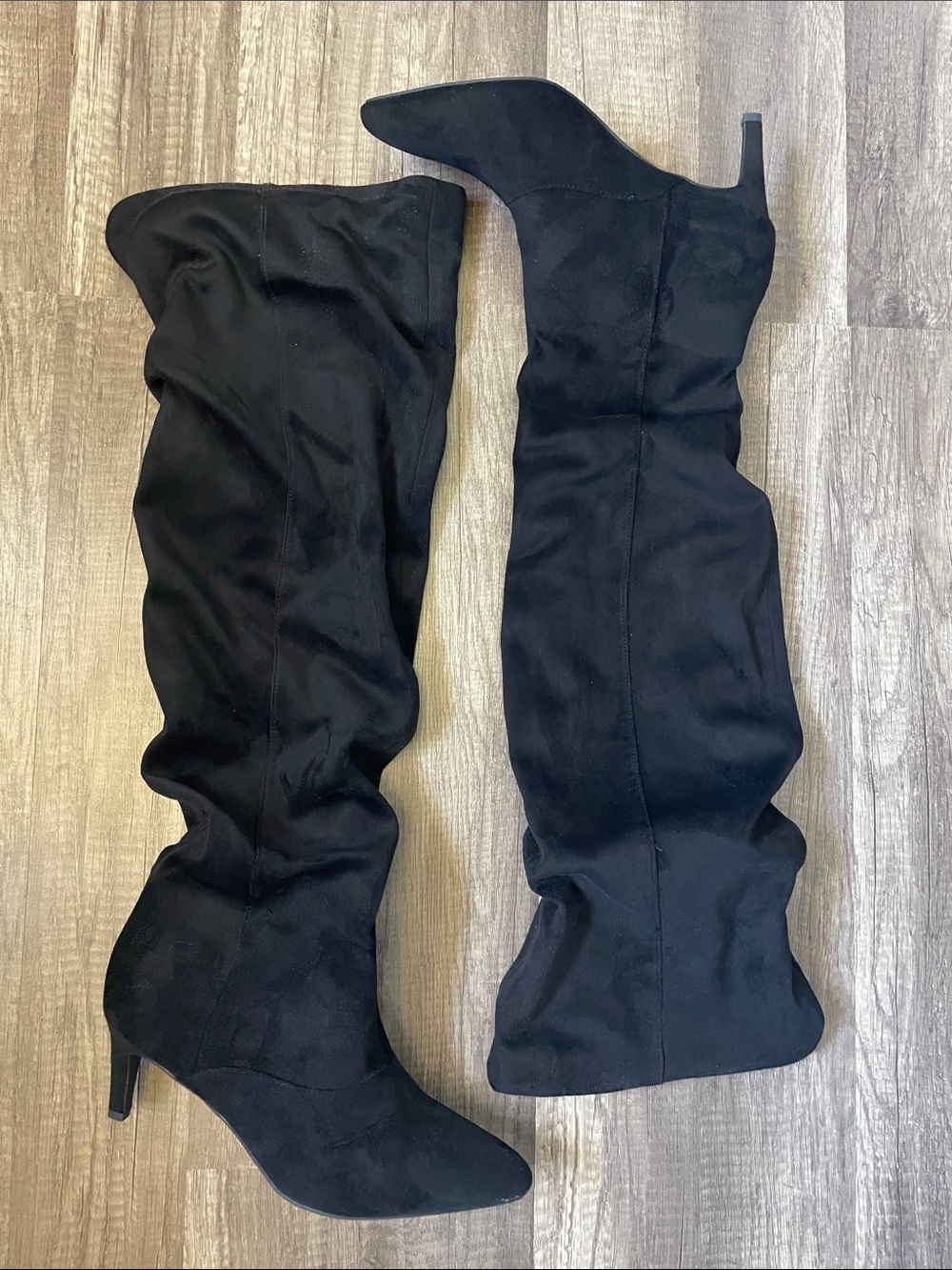 Black High Heel Knee-High Women's Boots - Brand Unknown